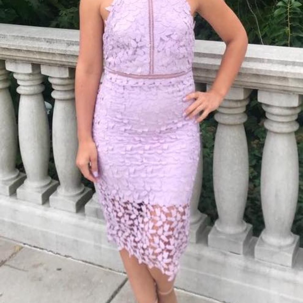 Bardot lace purple dress